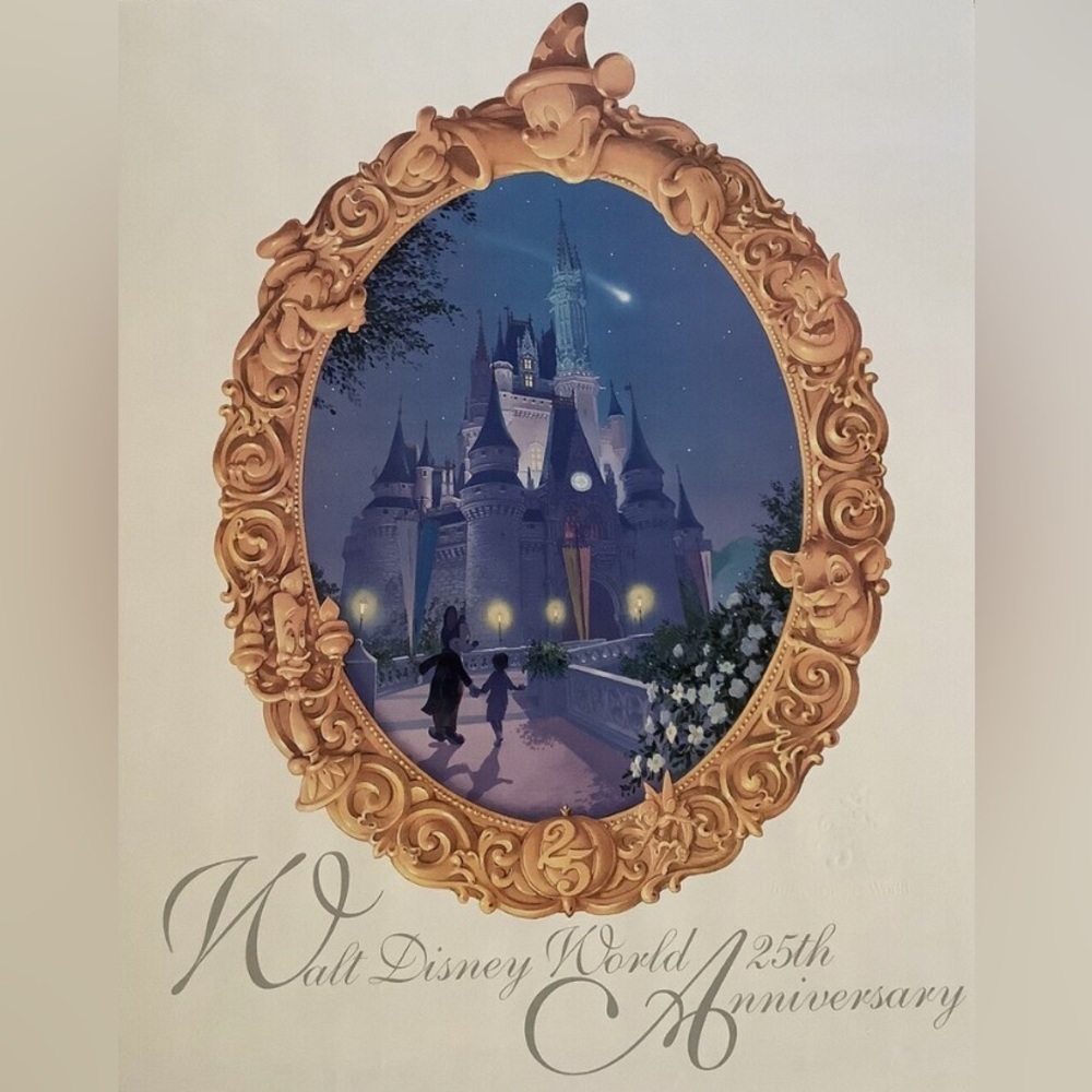 Disney World 25th Anniversary Lithograph Poster & Sealed Music Cassette Tape